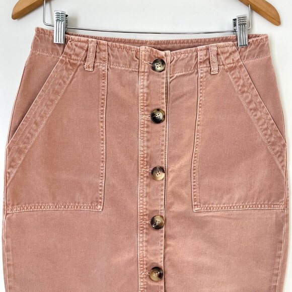 Free People Button Front Midi Utility Skirt Womens Size 12 - Picture 4 of 12